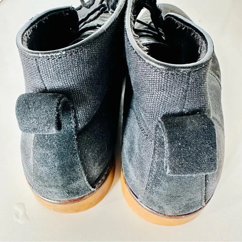 MENS BANANA REPUBLIC Grey Black Suede Canvas Chukka Ankle Boots Lace Up Shoes 11